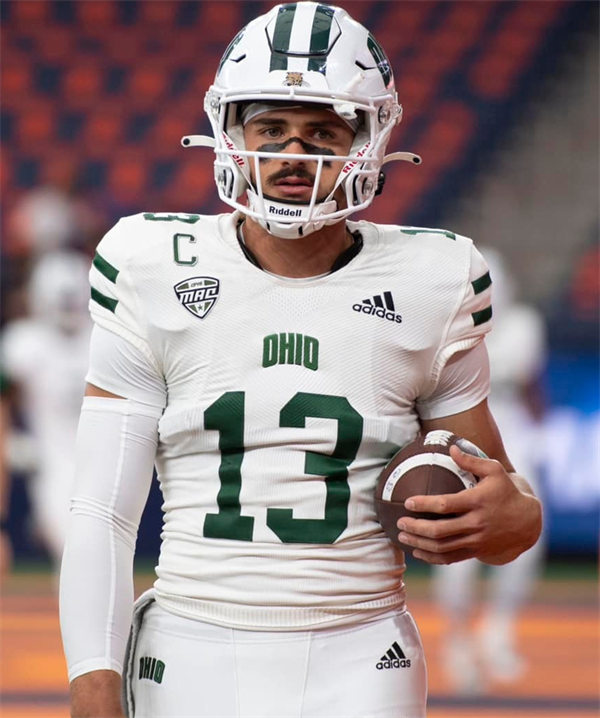 Mens Youth Ohio Bobcats #13 Parker Navarro 2024 White College Football Game Jersey