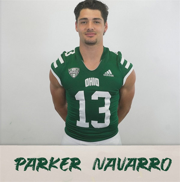 Mens Youth Ohio Bobcats #13 Parker Navarro 2024 Green College Football Game Jersey