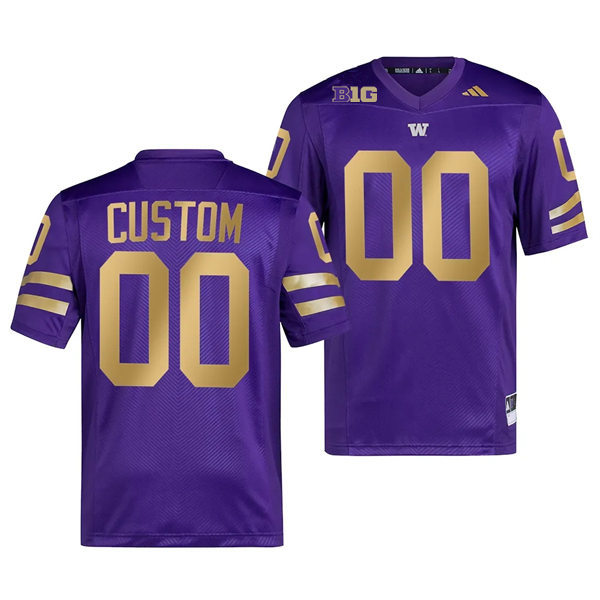 Mens Youth Washington Huskies Custom Purple Gold 2024 BigTen Football Jersey
