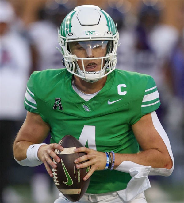 Mens Youth North Texas Mean Green #4 Chandler Morris 2024 Green College Football Game Jersey