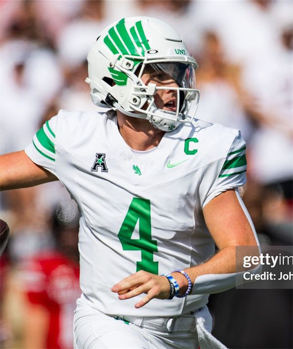 Mens Youth North Texas Mean Green #4 Chandler Morris 2024 White College Football Game Jersey