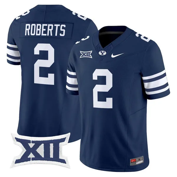 BYU Cougars #2 Chase Roberts Navy College Football Game Jersey