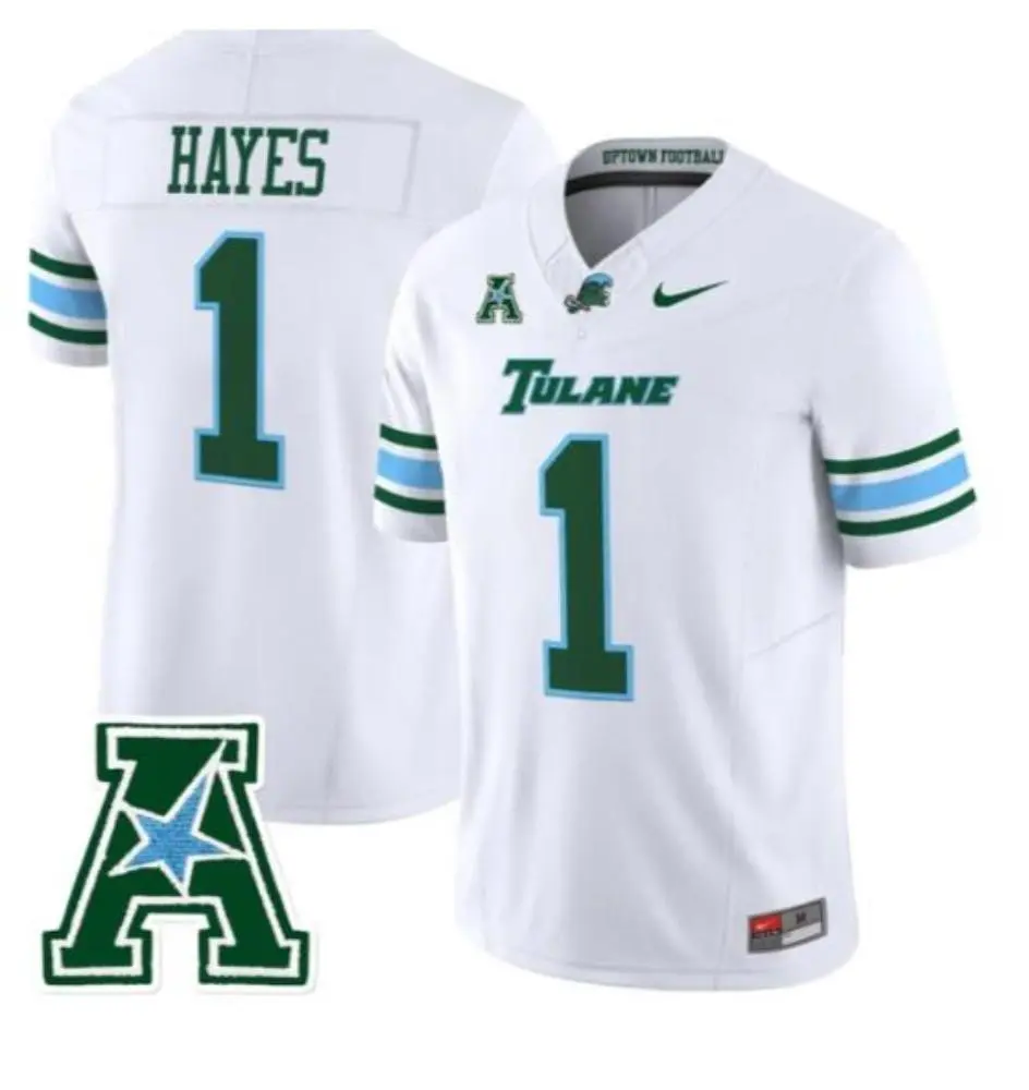 Tulane Green Wave #1 Omari Hayes 2025 White Football Game Jersey