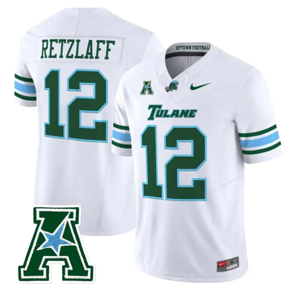 Tulane Green Wave #12 Jake Retzlaff 2025 White Football Game Jersey