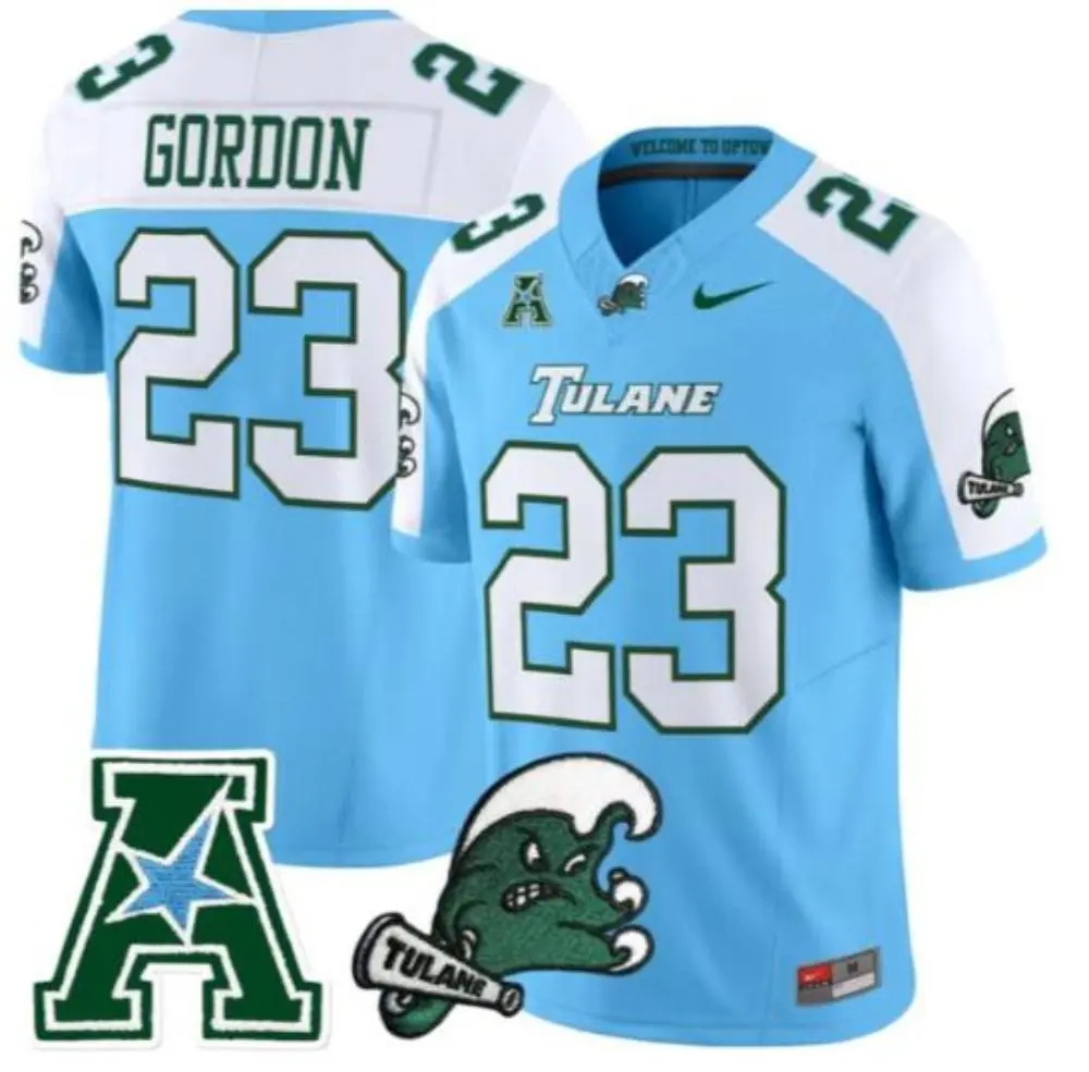 Tulane Green Wave #23 Javin Gordon Blue White Gratitude Limited Football Jersey