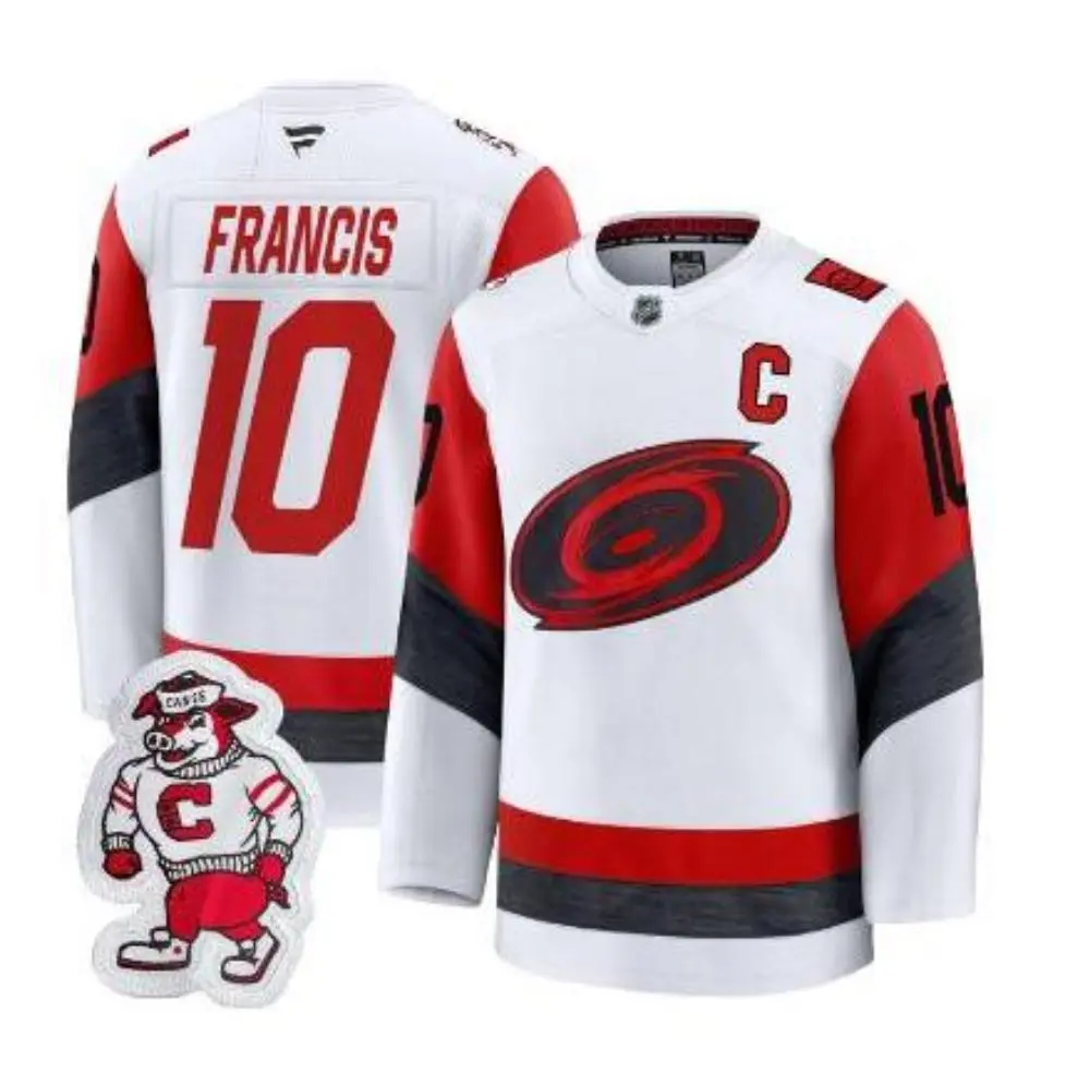 Men's Carolina Hurricanes Retired Player #10 Ron Francis Fanatics 2025 White Away Premium Player Jersey