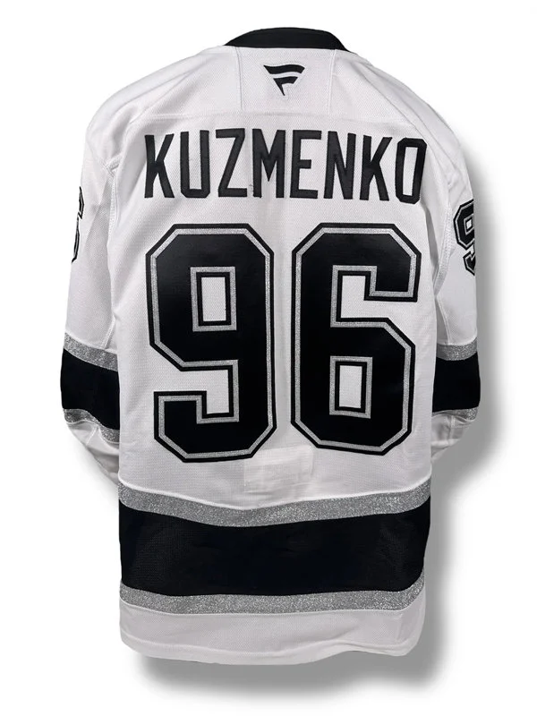 Mens Los Angeles Kings #96 Andrei Kuzmenko Fanatics White Away Premium Player Jersey