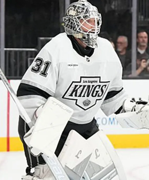 Mens Los Angeles Kings #31 Anton Forsberg Fanatics White Away Premium Player Jersey