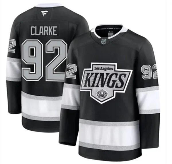 Mens Los Angeles Kings #92 Brandt Clarke Fanatics Black Home Premium Player Jersey