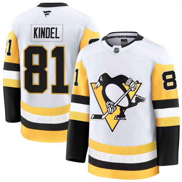 Mens Pittsburgh Penguins #81 Benjamin Kindel Fanatics Away White Premium Player Jersey