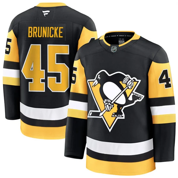 Mens Pittsburgh Penguins #45 Harrison Brunicke Fanatics Home Black Premium Player Jersey