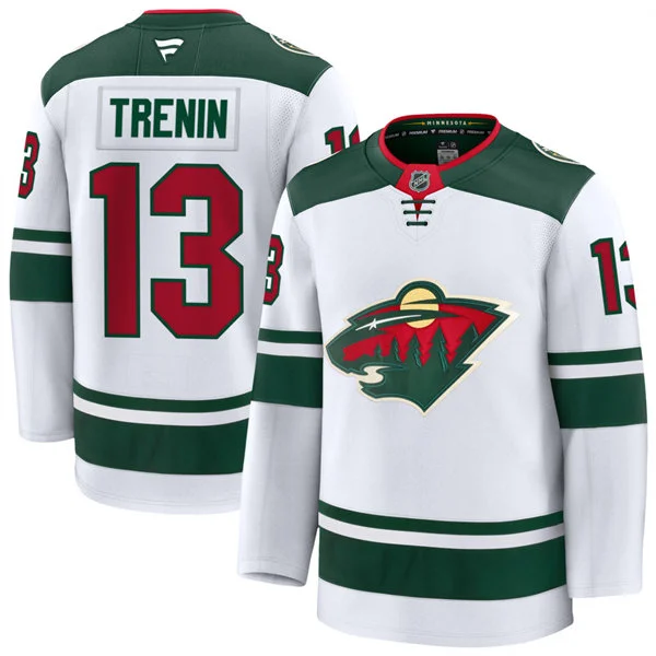 Men's Minnesota Wild #13 Yakov Trenin Fanatics Away White Premium Player Jersey