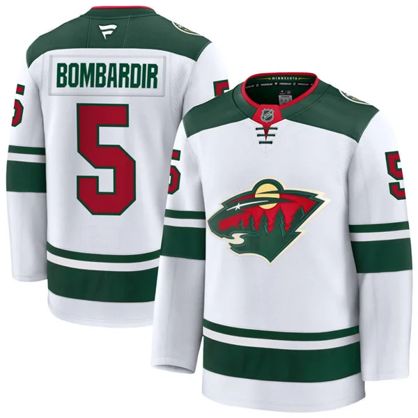 Men's Minnesota Wild Retired Player #5 Brad Bombardir Fanatics Away White Premium Player Jersey