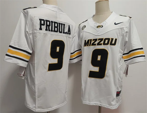 Mens Missouri Tigers #9 Beau Pribula Nike 2025 White Football Game Jersey