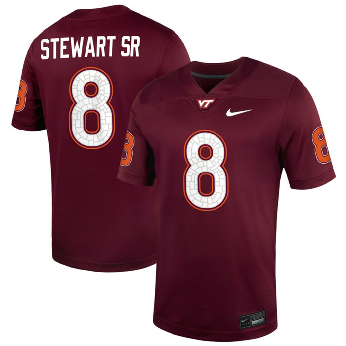 Virginia Tech Hokies #8 Terion Stewart Sr.  Nike 2025 Maroon College Game Football Jersey