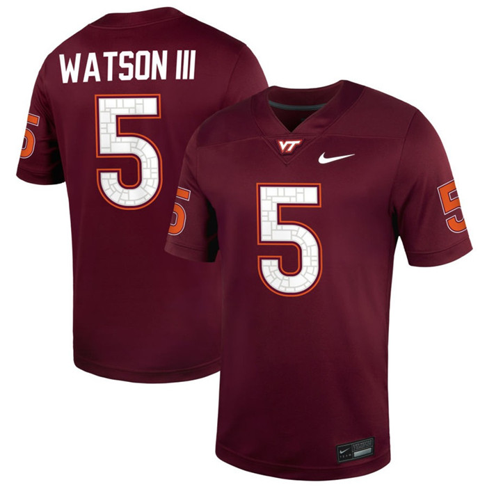 Virginia Tech Hokies #5 William Watson III Nike 2025 Maroon College Game Football Jersey