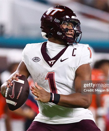 Virginia Tech Hokies #1 Kyron Drones Nike 2025 White College Game Football Jersey