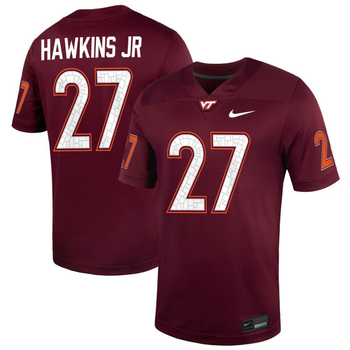 Virginia Tech Hokies #27 Marcellous Hawkins JR  Nike 2025 Maroon College Game Football Jersey