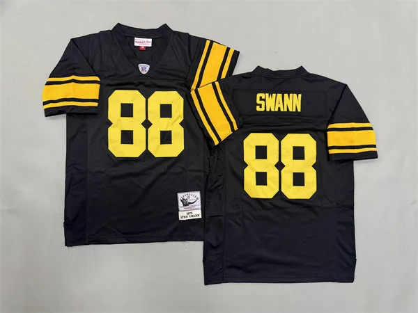 Mens Pittsburgh Steelers #88 Lynn Swann Black Gold Legacy Throwback Jersey