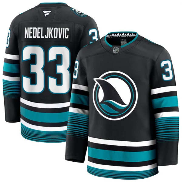 Mens San Jose Sharks #33 Alex Nedeljkovic Fanatics Black Alternate Premium Jersey