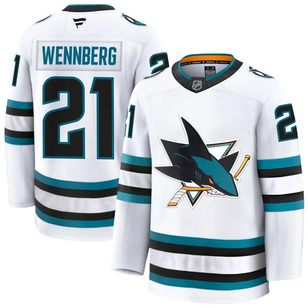 Mens San Jose Sharks #21 Alexander Wennberg Fanatics White Away Premium Jersey