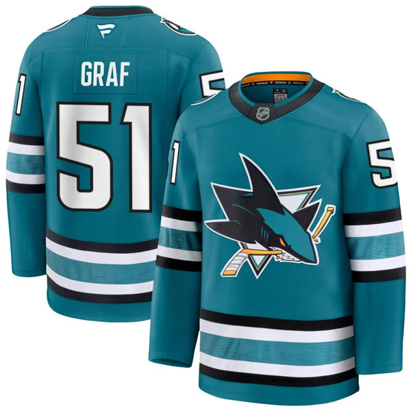 Mens San Jose Sharks #51 Collin Graf Fanatics Home Teal Player Jersey