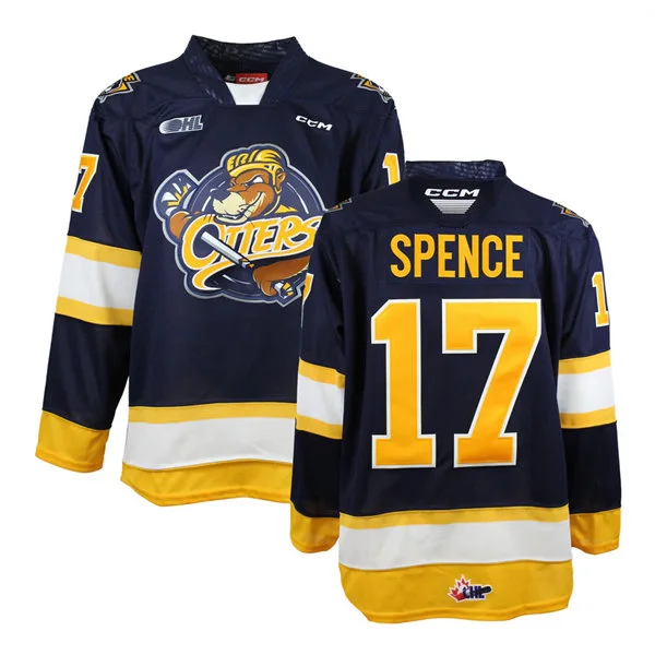 Erie Otters #17 Malcolm Spence CCM 2024 Navy Jersey
