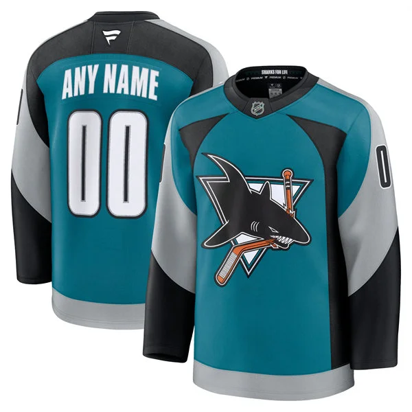 San Jose Sharks Custom Fanatics Teal Alternate Heritage 2.0 Premium Jersey