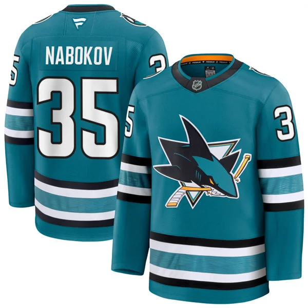 Mens San Jose Sharks Retired Player #35 Evgeni Nabokov Fanatics Home Teal Player Jersey