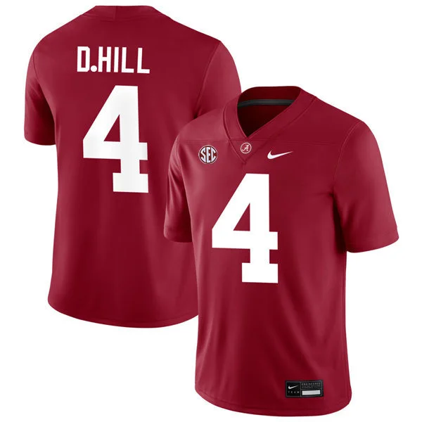 Alabama Crimson Tide #4 DANIEL HILL Crimson College Football Game Jersey