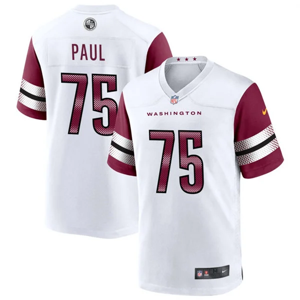 Mens Washington Commanders #75 Chris Paul Nike White Away Vapor Limited Jersey