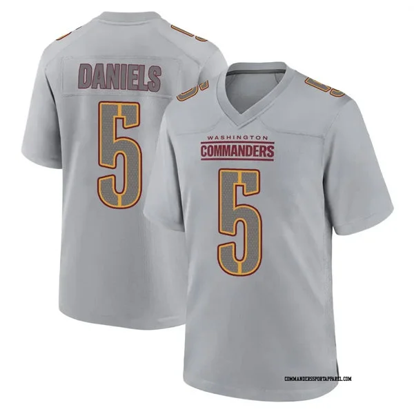 Mens Washington Commanders #5 Jayden Daniels Gray Atmosphere Fashion Game jersey