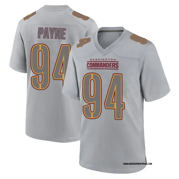 Mens Washington Commanders #94 Daron Payne Gray Atmosphere Fashion Game jersey
