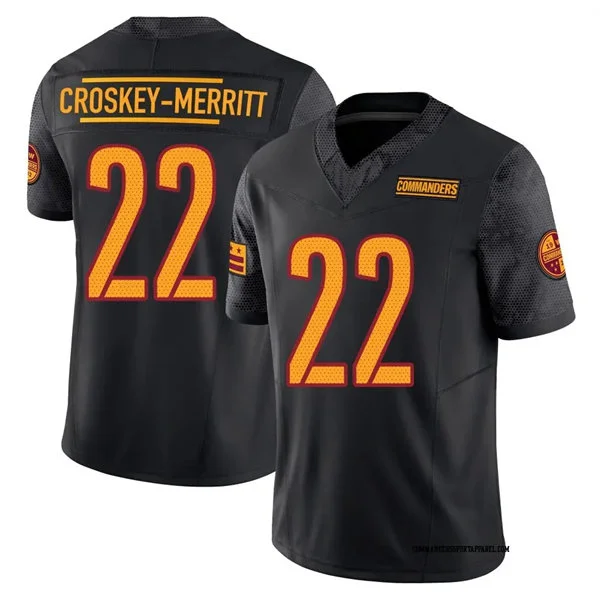 Mens Washington Commanders #22 Jacory Croskey-Merritt Black Alternate Vapor Limited Jersey