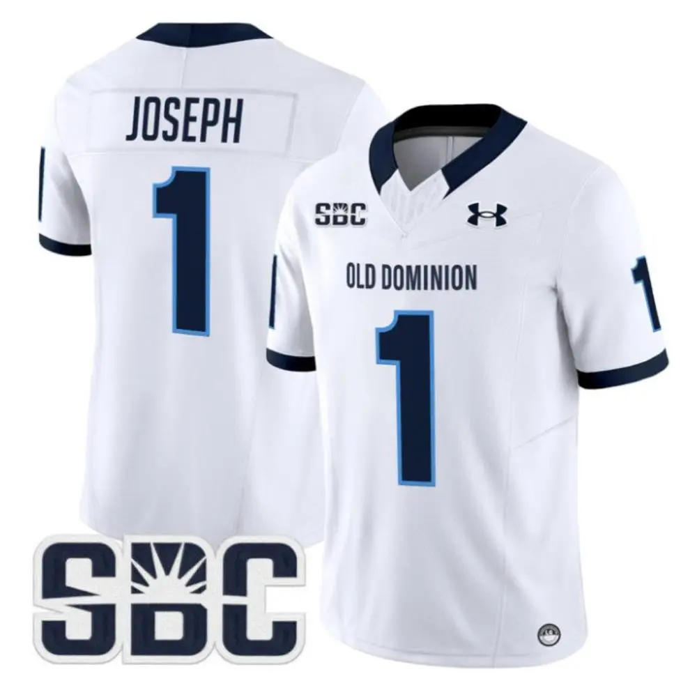 Old Dominion Monarchs #1 Colton Joseph 2025 White SBC College Football Jersey