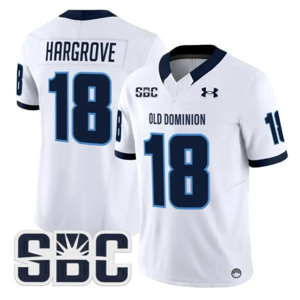 Old Dominion Monarchs #18 Ke'Travion Hargrove 2025 White SBC College Football Jersey
