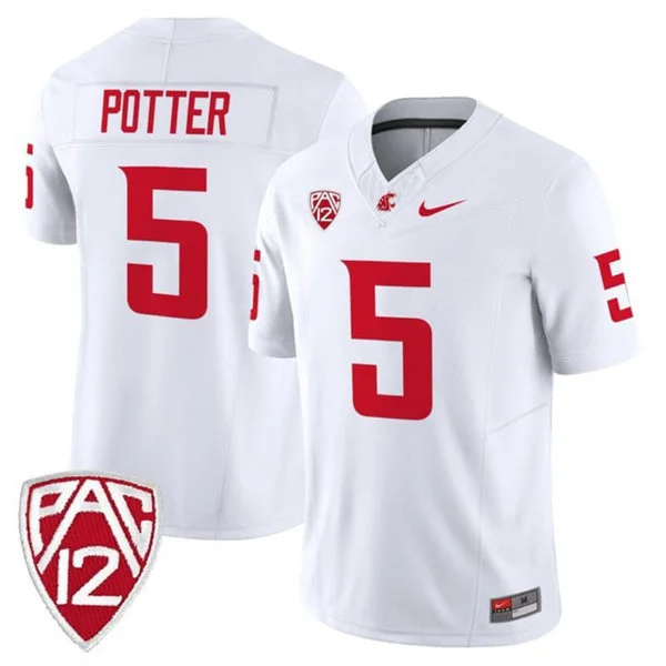 Washington State Cougars #5 Jaxon Potter 2025 White Football Game Jersey