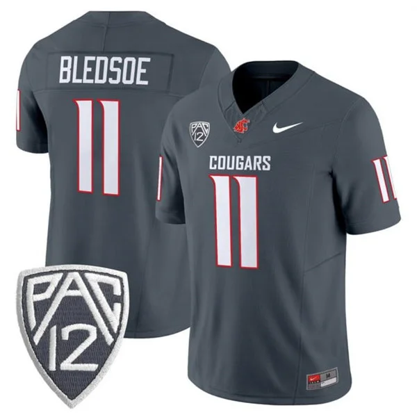 Mens Washington State Cougars #11 Drew Bledsoe 2025 Charcoal Football Game Jersey