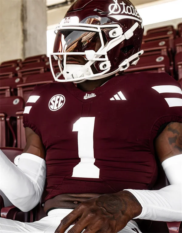 Mississippi State Bulldogs #1 KELLEY JONES 2025 Maroon Football Game Jersey