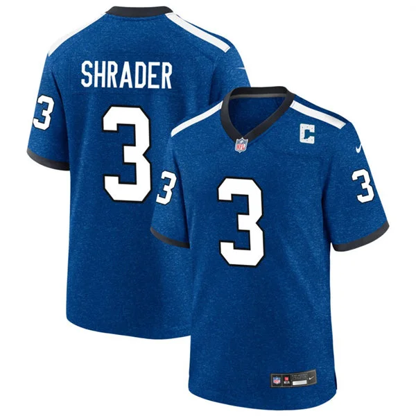 Mens Indianapolis Colts #3 Spencer Shrader Royal Indiana Nights Alternate Vapor F.U.S.E. Limited Jersey