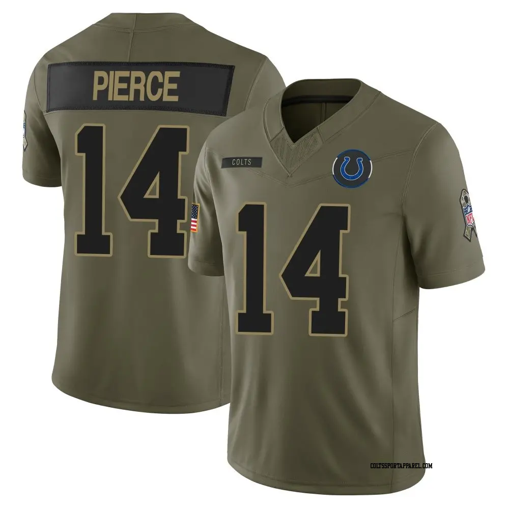 Mens Indianapolis Colts #14 Alec Pierce 2025 Salute to Service Limited Jersey - Olive