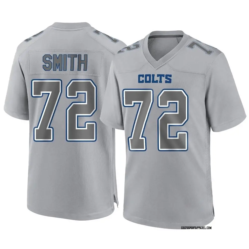 Mens Indianapolis Colts #72 Braden Smith Gray Atmosphere Fashion Game Jersey