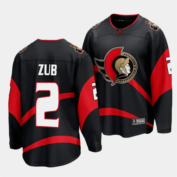 Men's Ottawa Senators #2 Artyom Zub Black 2022 Reverse Retro 2.0 Jersey 