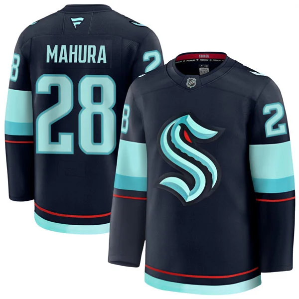 Mens Seattle Kraken #28 Josh Mahura Fanatics Navy Home Premium Player Jersey