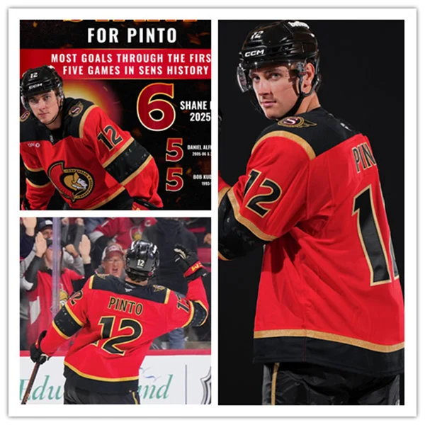 Men's Ottawa Senators #12 Shane Pinto Fanatics 2025 Red Alternate Premium Jersey