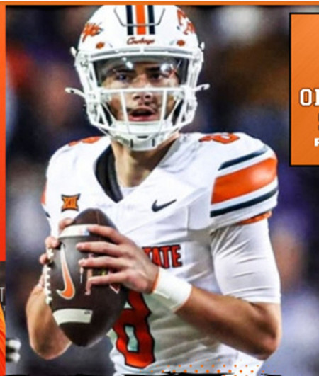 Oklahoma State Cowboys #8 Hauss Hejny   Nike  2025 White College Football Jersey