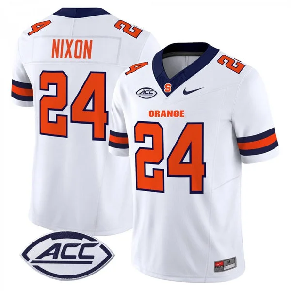 Syracuse Orange #24 Will Nixon White College Football Game Jersey