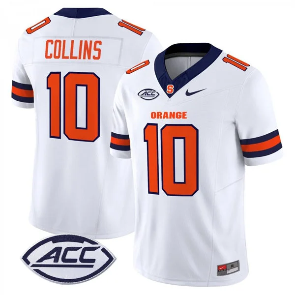 Syracuse Orange #10 Rickie Collins White College Football Game Jersey