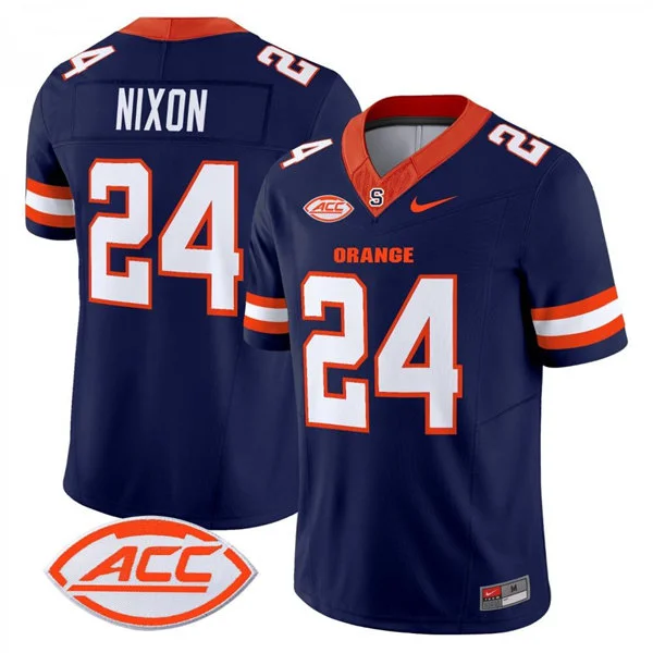Syracuse Orange #24 Will Nixon Navy College Football Game Jersey