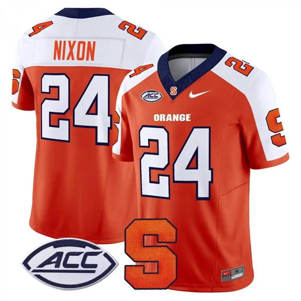 Syracuse Orange #24 Will Nixon Orange White Gratitude Limited Football Jersey